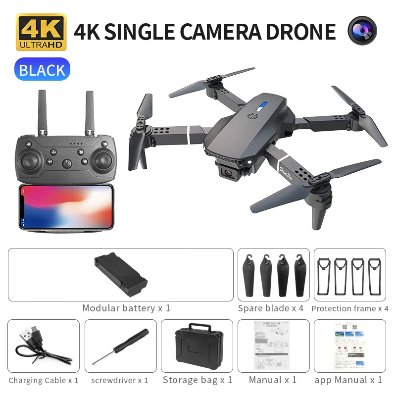 Drone Camera - E88 ProIntelligent Folding Drone Supports single/Dual