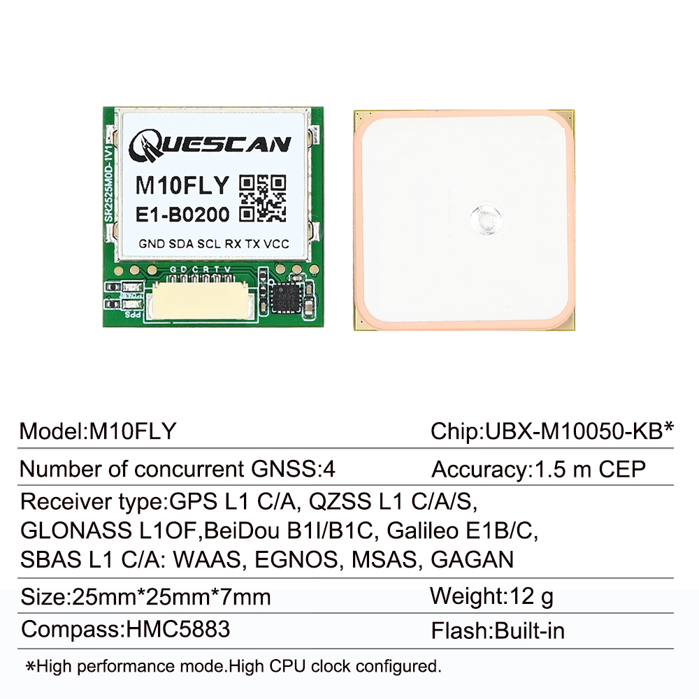 Quescan 25mm*25mm M10FLY 10Hz  - Drone Gps Module recensione e prezzo