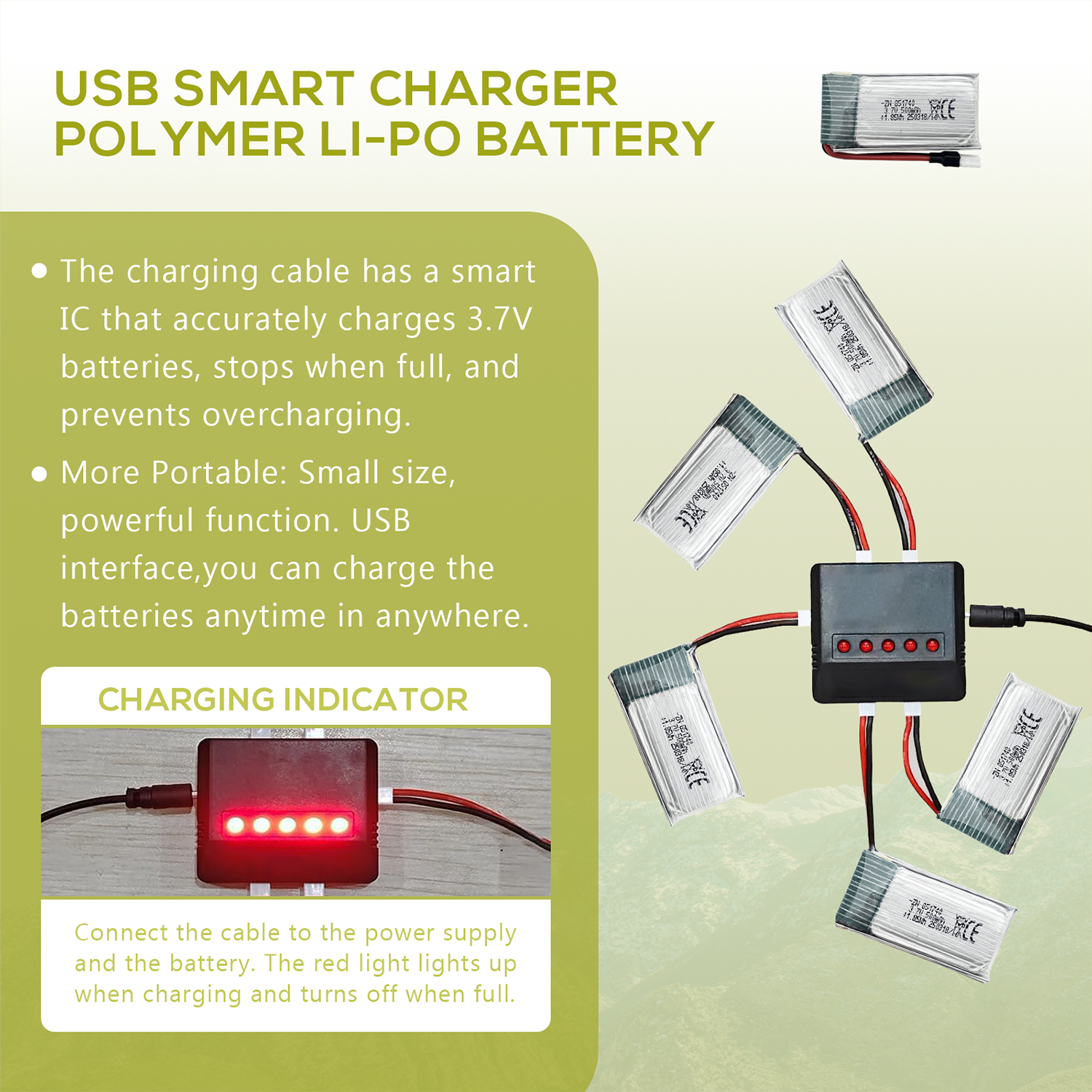 5Pcs 3.7V 500mAh LiPo Batterie - Drone Charger recensione e prezzo